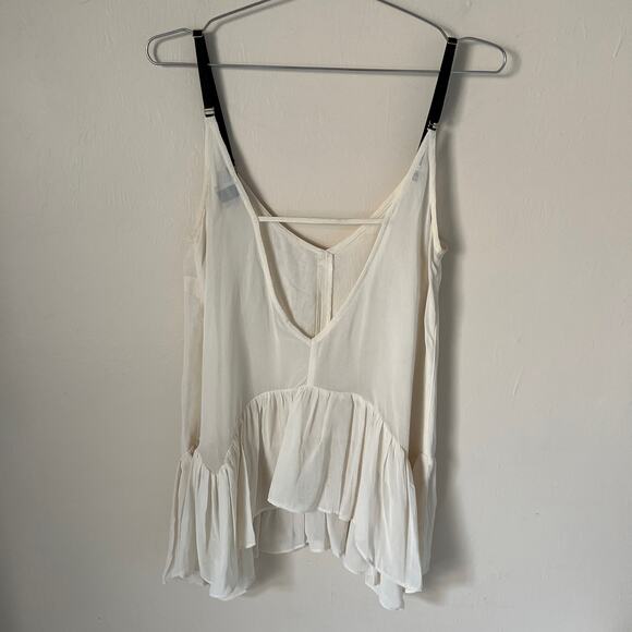 ASOS Cream Sheer Flowy Tank with Adjustable Straps Size 6 - Picture 5 of 7